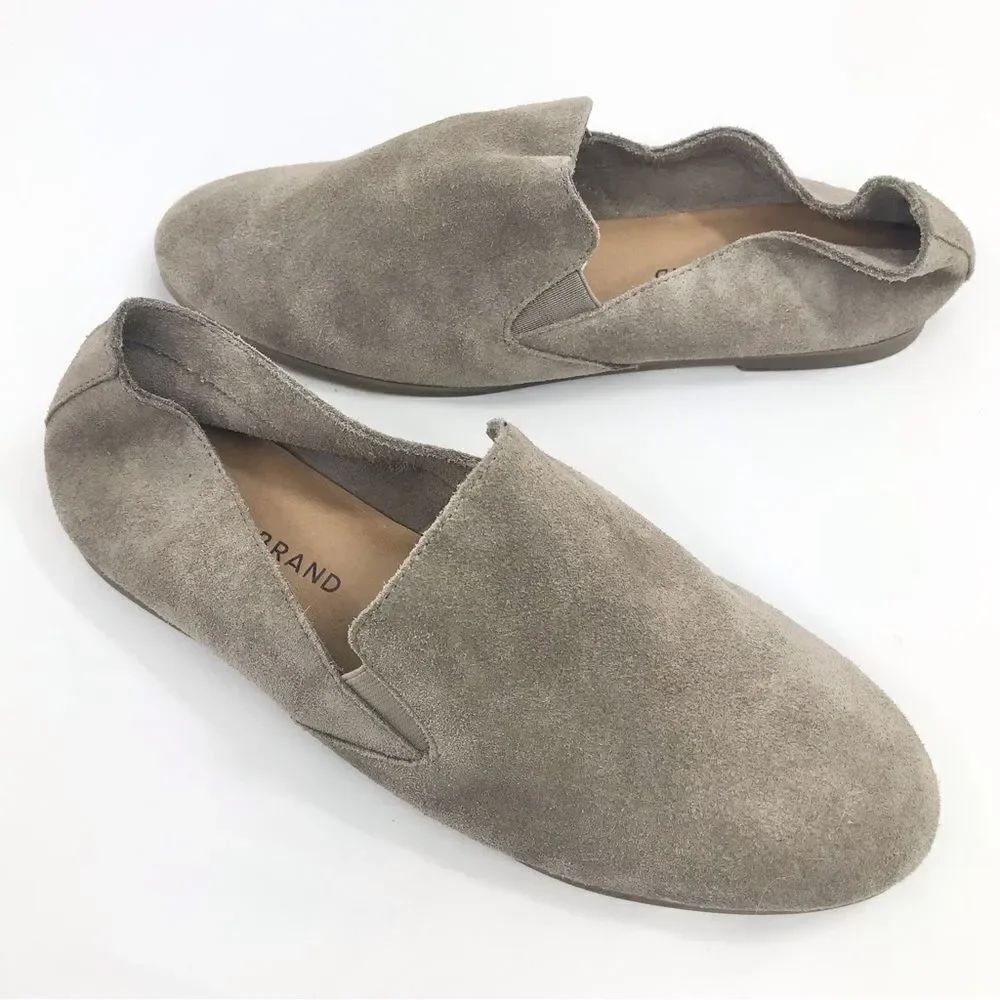 Lucky Charsa II Brand Taupe Soft Suede Leather Slip On Loafer Flats